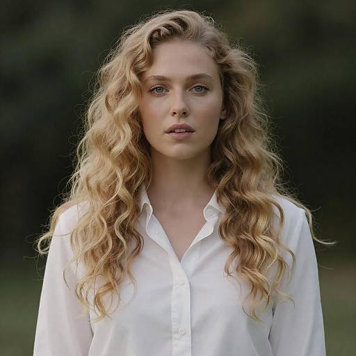 Soft-lit Blonde Portrait in White Shirt
