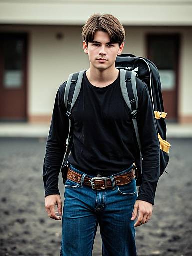 Realistic Boy in Fancy Carrier Costume