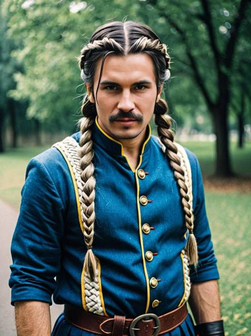 Stunning Man in Braided Hairstyle Cosplay