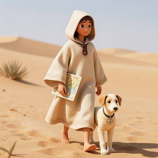 Desert Scout with Puppy in Nomadic Cloak