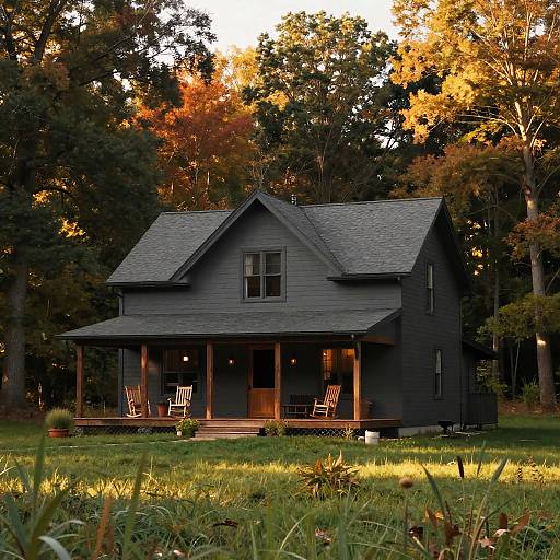 Cozy Dark Gray Ranch in Autumn