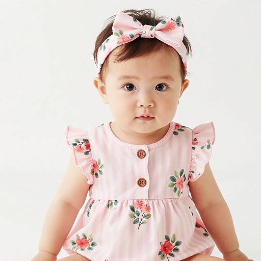 Pink Floral Baby Outfit Photo