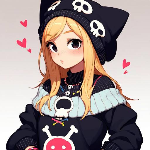 Blonde Girl in Cat Beanie with Jewelry