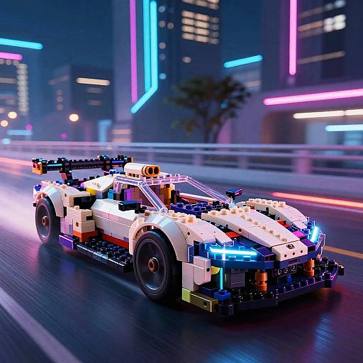 Futuristic Neon Lego MK4 Supra Racer