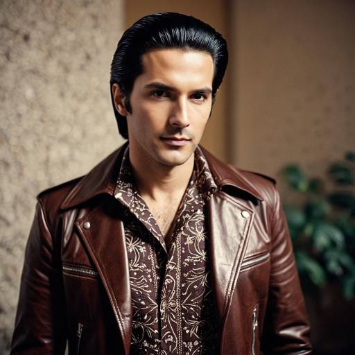 Man in 1970s Italian Vintage Leather Jacket