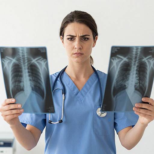 Serious Female Nurse with X-Rays