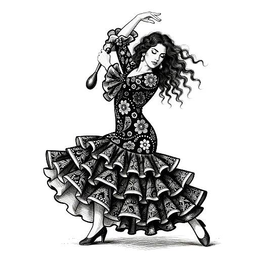 Graceful Flamenco Dancer Silhouette