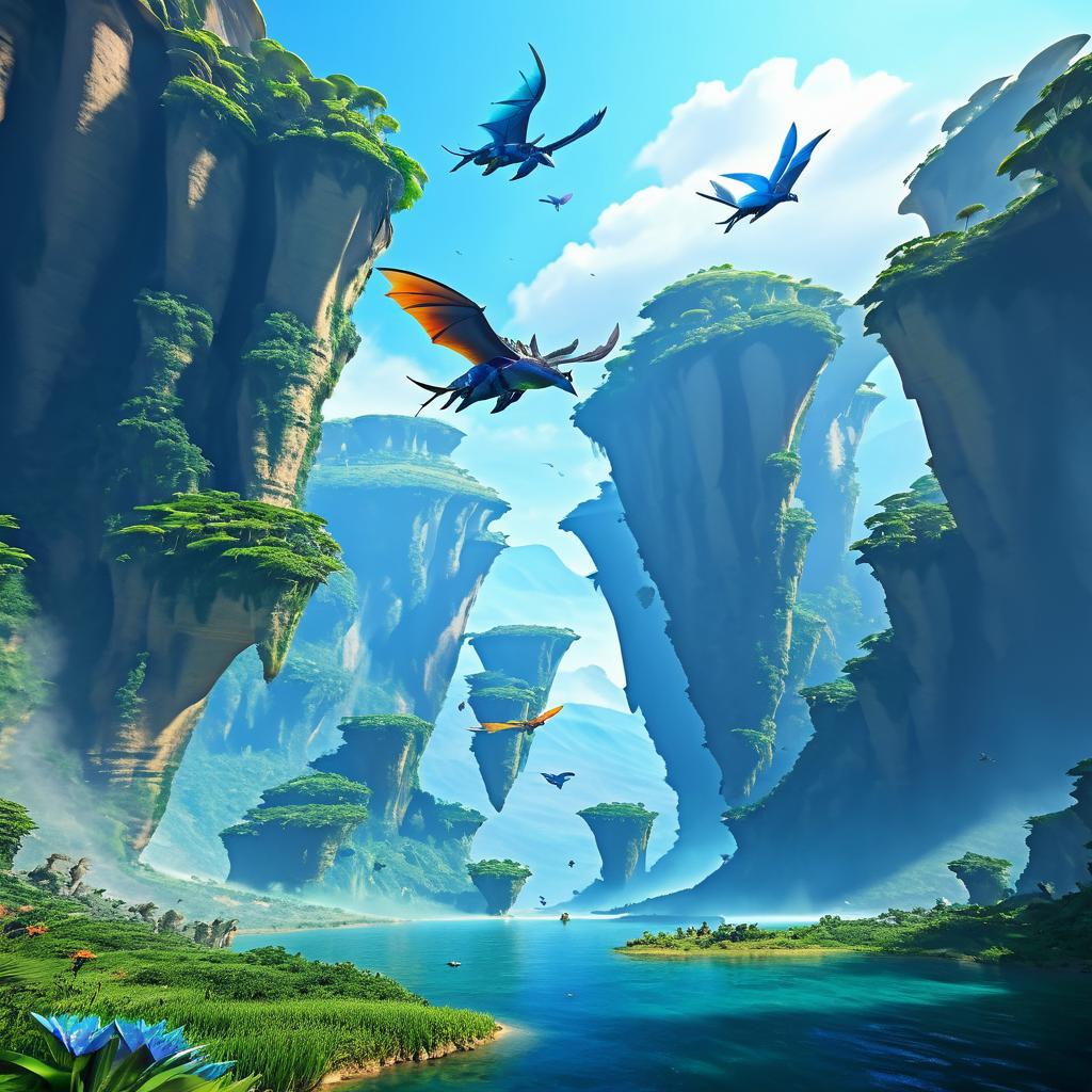 Epic Flying Mammals in Vibrant Landscape