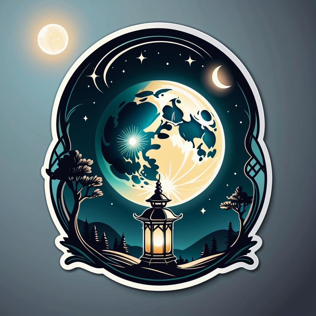 Elegant Lantern Holding a Glowing Moon