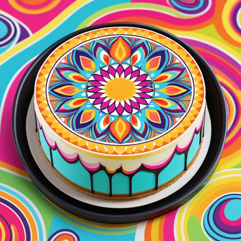 Colorful Kaleidoscope Cheesecake Sticker Design