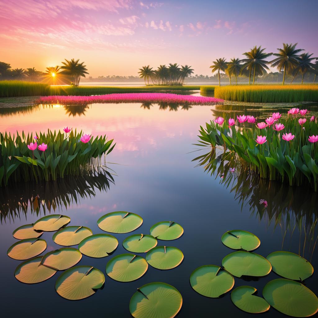 Stunning Dawn Marshland Landscape Photography