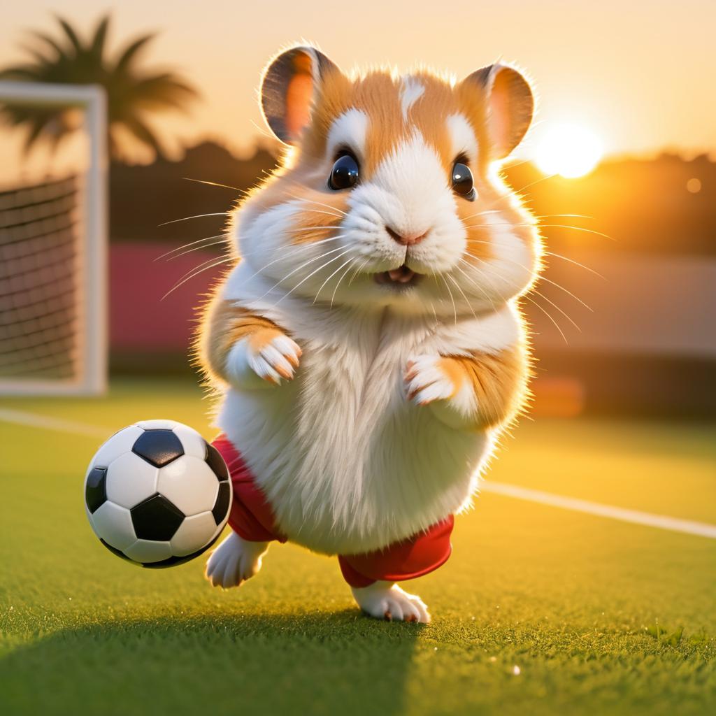 Hamster Football Fun at Sunset