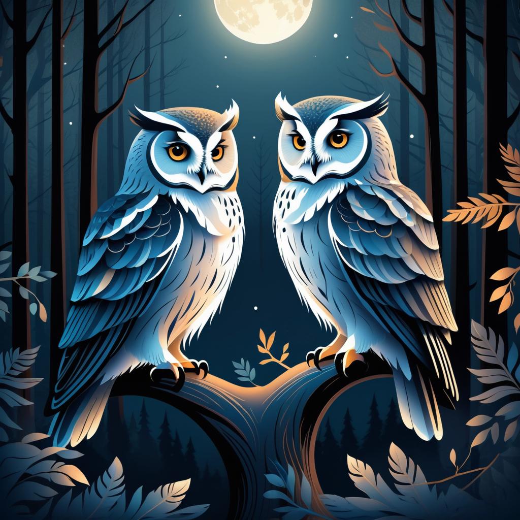 Majestic Owls in a Mystical Forest