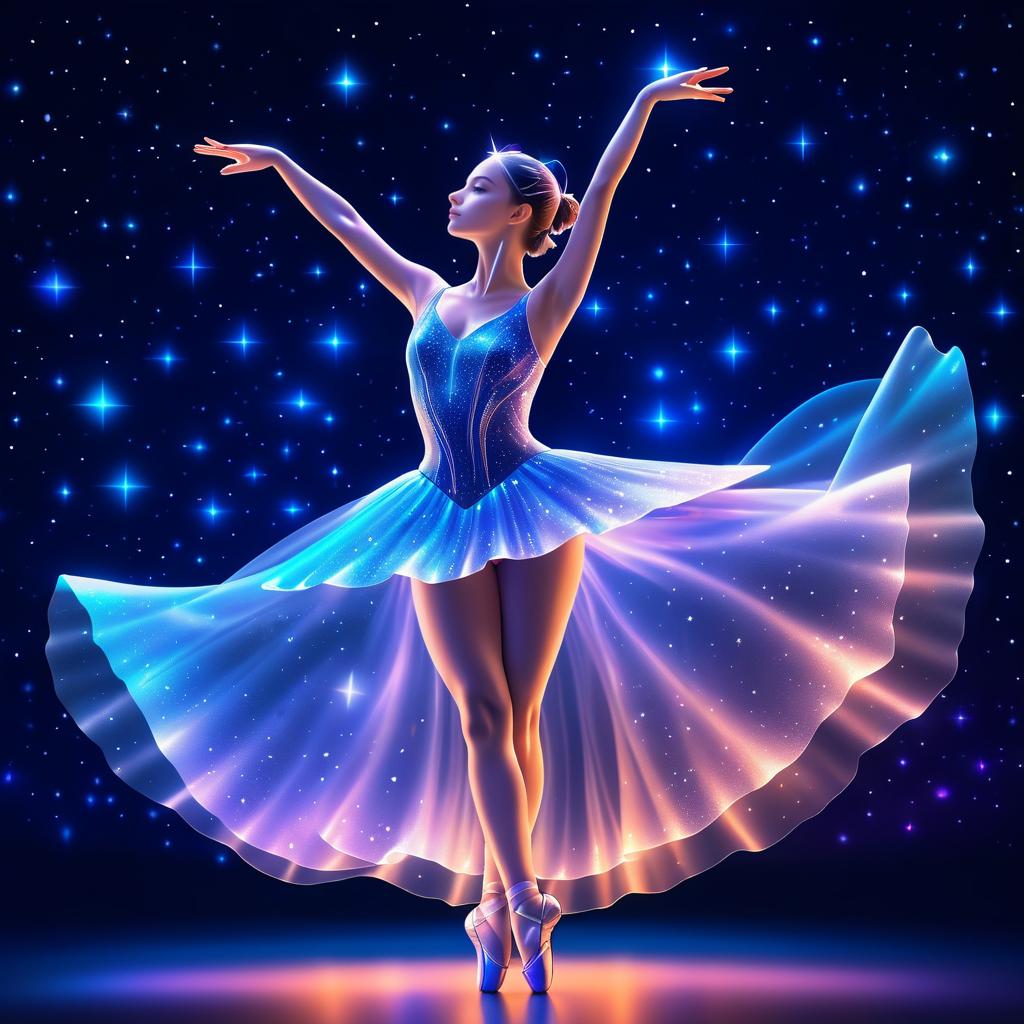 Ethereal Glass Ballerina in Starry Galaxy