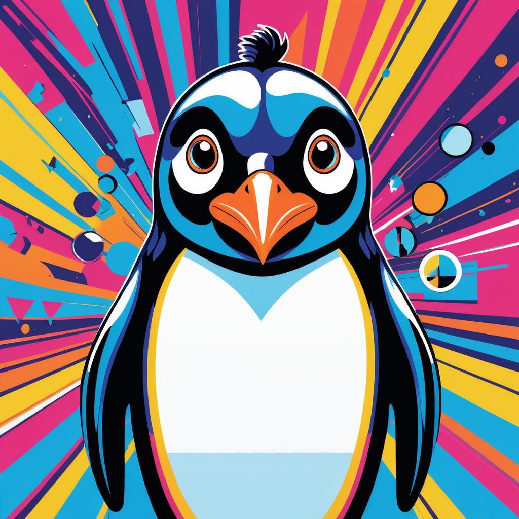 Playful Pop Art Penguin Illustration