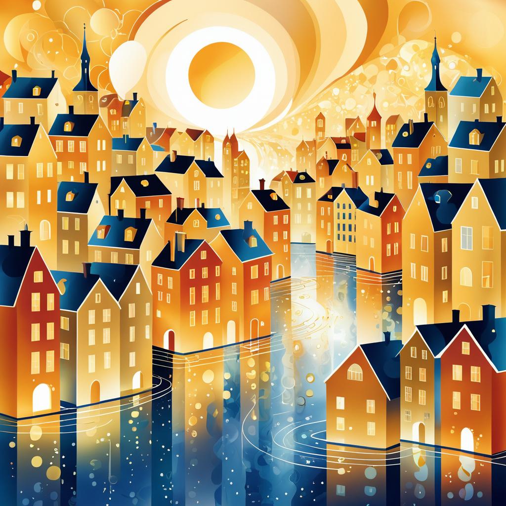 Chagall Inspired Dreamy Cityscape Artwork