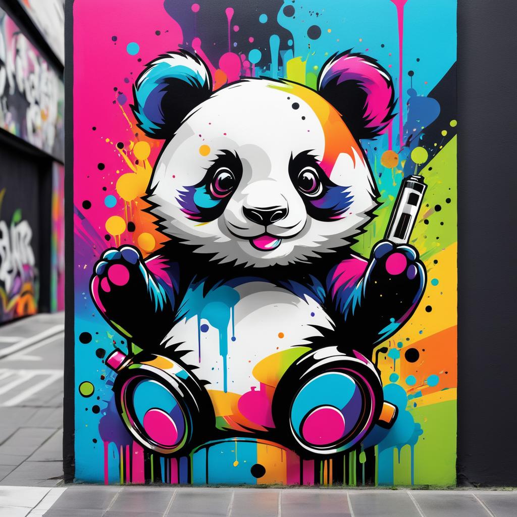 Vibrant Street Art Panda Illustration