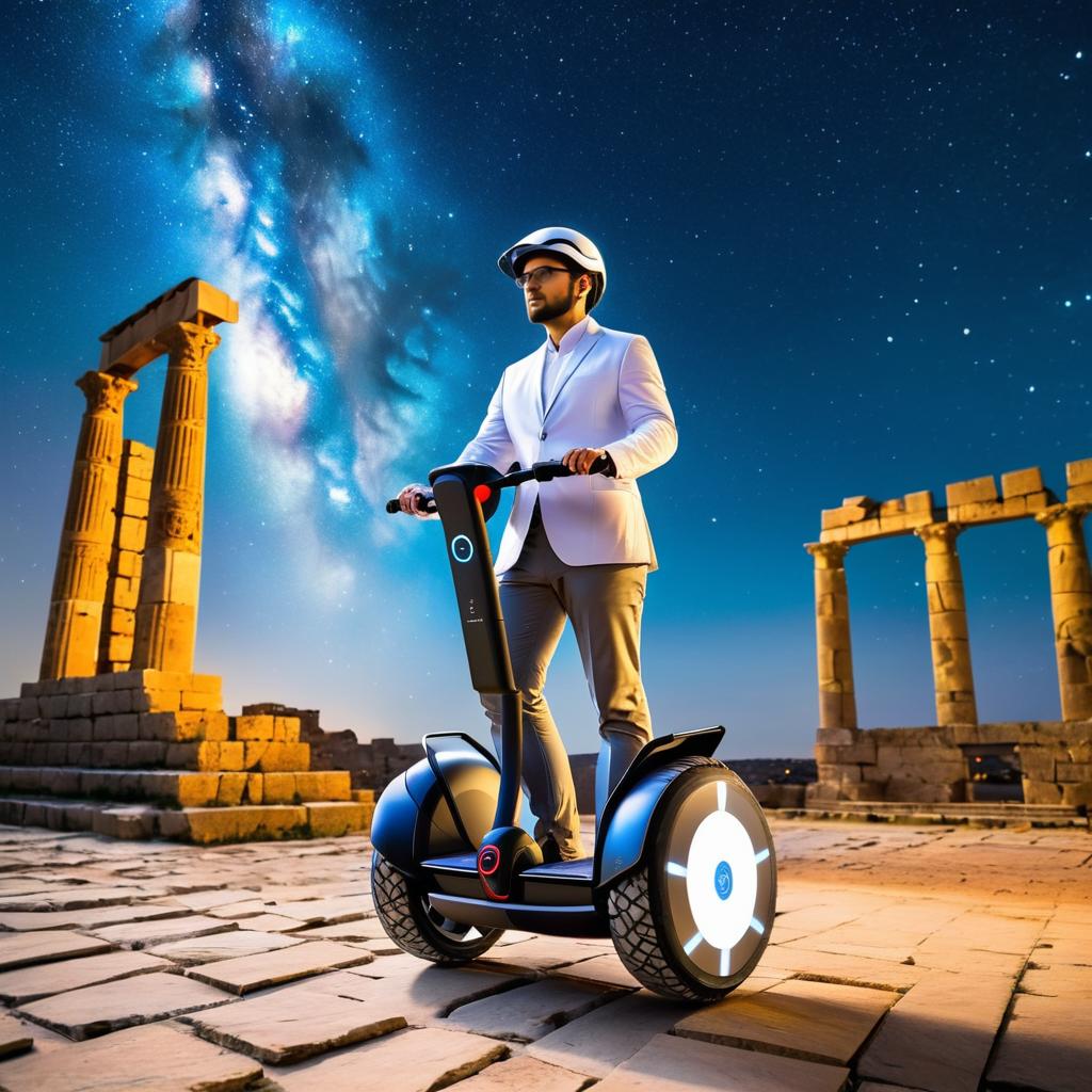 Futuristic Segway Test Under Starry Sky