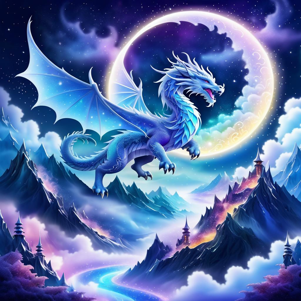 Majestic Dragon in Mystical Mountain Range