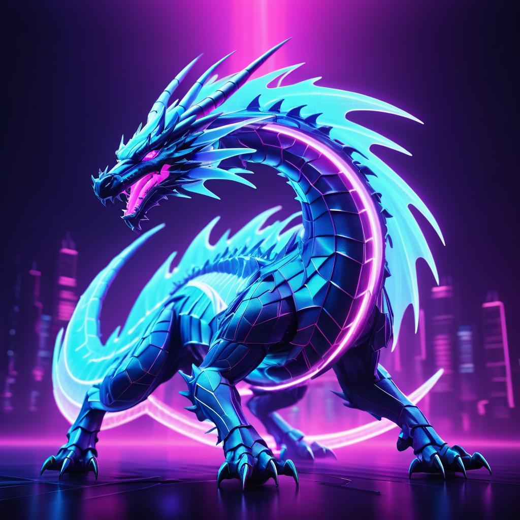 Cinematic Synthwave Dragon in Cyberpunk Valleys