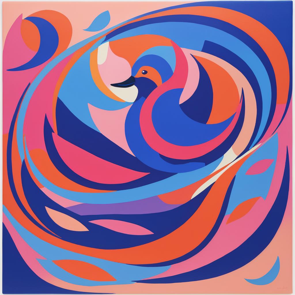 Playful Bird in Matisse Style Art