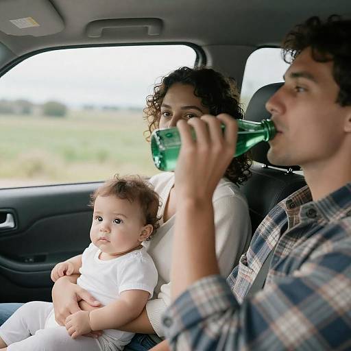 Candid Family Moment in a Car Interior
