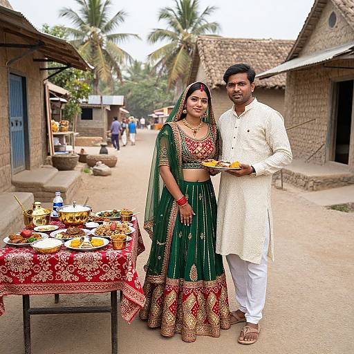 Indian Couple in Traditional Village Setting