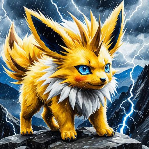 Electric Jolteon on Stormy Mountain Peak