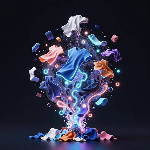 Neon Digital Clothing Dissolution Art