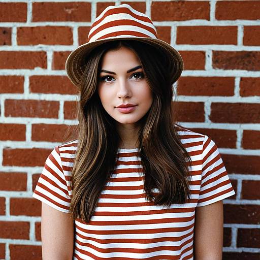 Waldo-Inspired Wenda Amidst Brick Wall