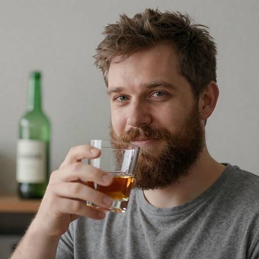 Smiling Bearded Man with Amber Drink