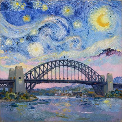 Sydney Harbour Bridge in Van Gogh Starry Night Style