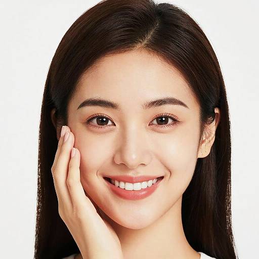 Smiling Woman with Dark Brown Hair