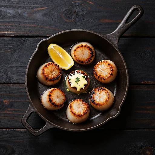 Seared Scallops in Cast Iron Pan