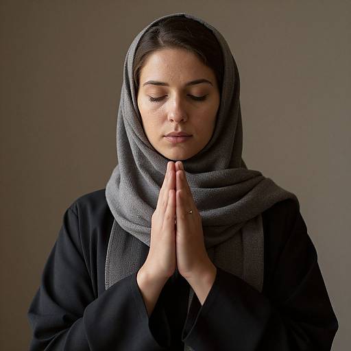 Woman in Prayerful Headscarf and Robe
