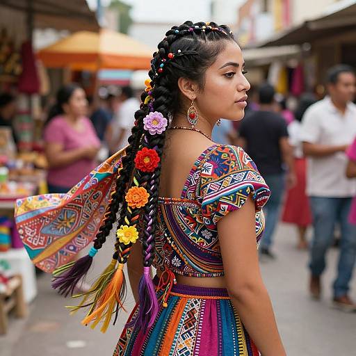 Fusion Braided Hairstyle in Vibrant Market