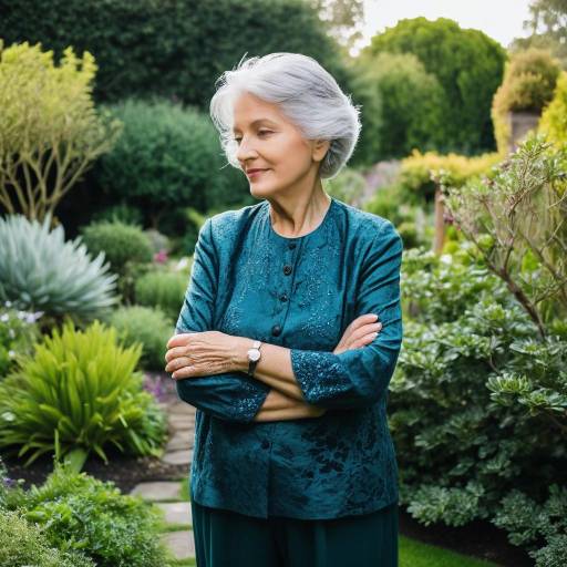 Serene Elderly Woman in Garden Serene Elderly Woman in Garden