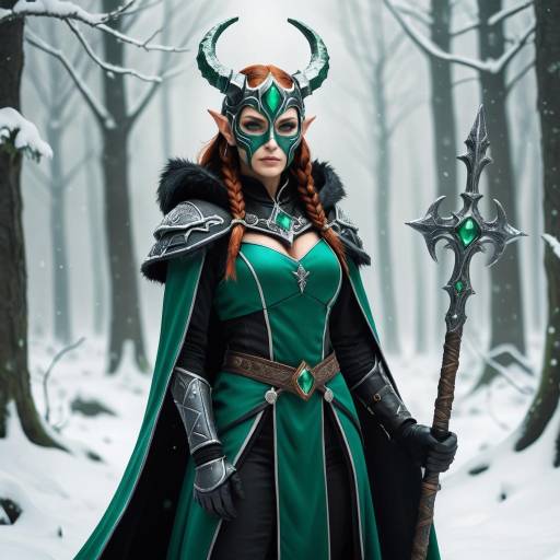 Enchanting Mage in Snowy Forest