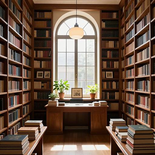 Sunlit Serene Library Interior