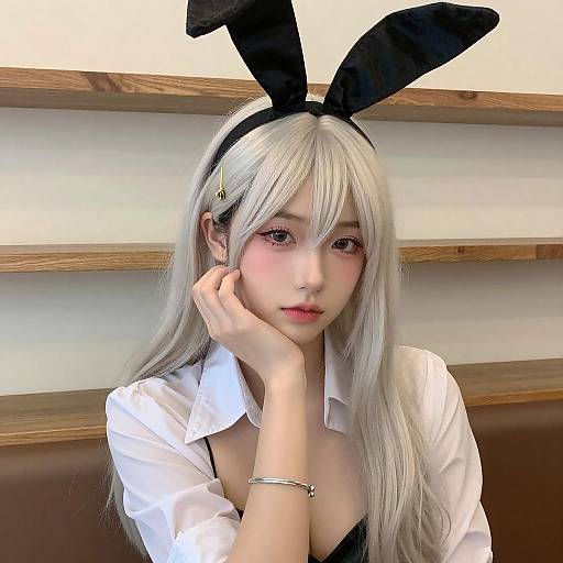 Young Woman with Bunny Ears Portrait