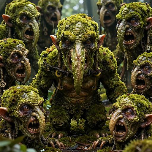 Surreal Moss Green Grotesque Figure