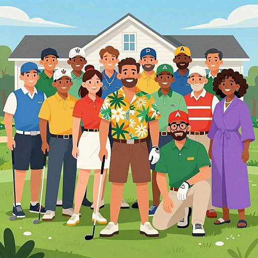 Golf Group Photo Illustration