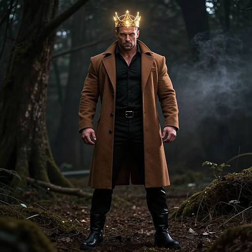 Regal Muscular Man in Mystical Forest