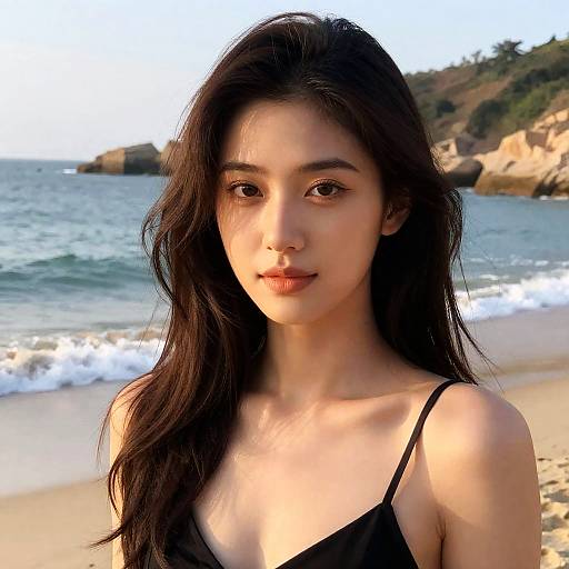 Young Woman at Beach Sunset