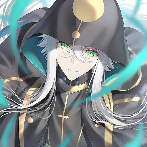 Illustration of Asclepius (fate), fate (series) in the style of Asahina hikage