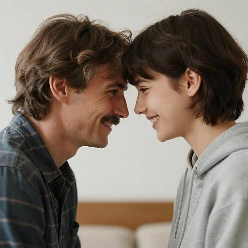 Smiling Couple Touching Foreheads