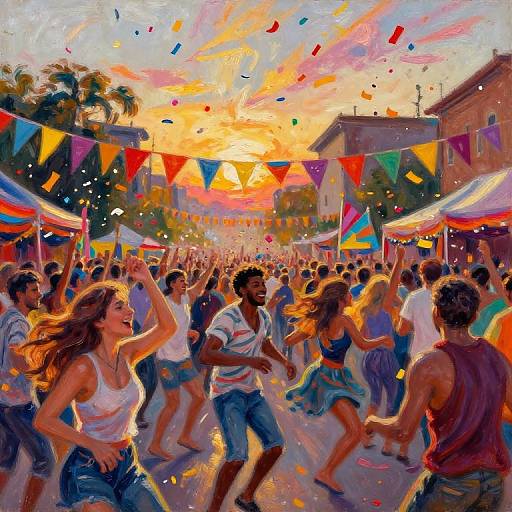 Vibrant Street Festival at Sunset