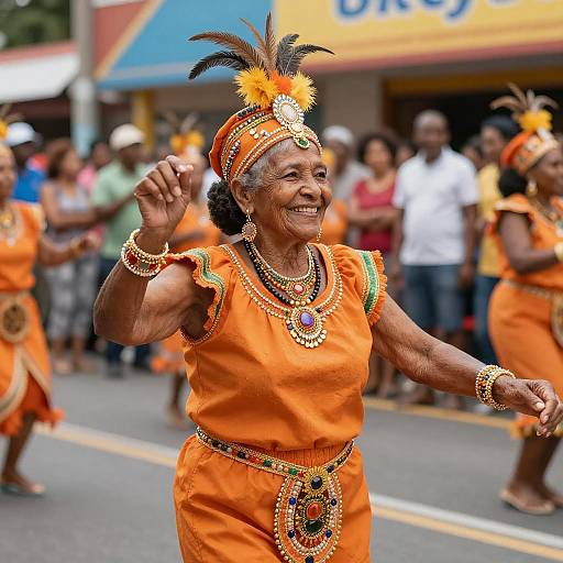 Joyful Elderly Woman in Vibrant Celebration