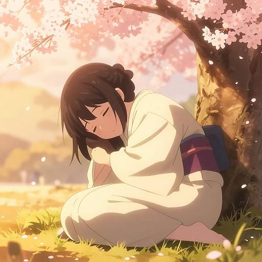 Kemono Under Cherry Blossom Tree