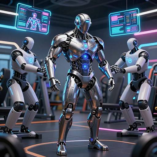Futuristic AI Bodybuilder Training